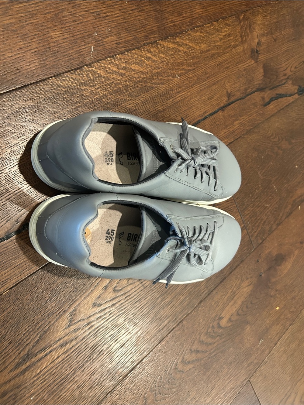 Birkenstock Men's Light Gray Leather Lace-Up Sneakers